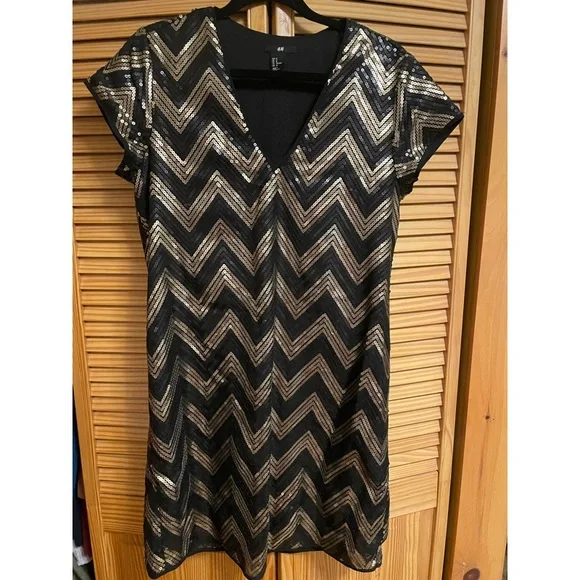 H&M Black and Gold Sequin Dress